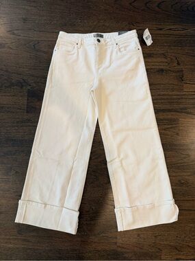 Kut from the Kloth Cream Wide-Leg Cuffed Jeans